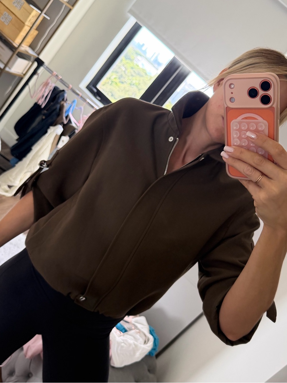 Zara Olive Green Cropped Bomber Jacket